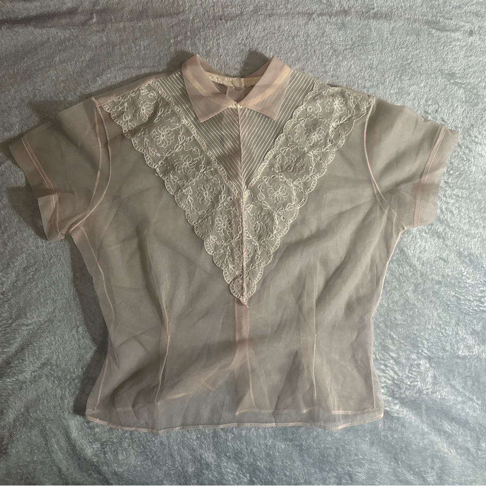 Vintage light pink sheer top